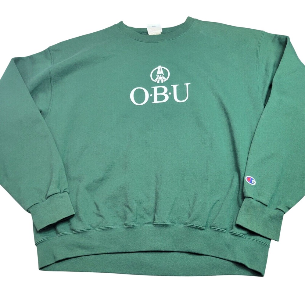 Champion Green OBU Logo Sweatshirt L Cotton/Polyester